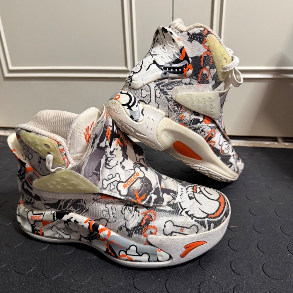Anta KT4 Klay Thompson Rocco Basketball Shoes Men 6 Women 7.5 White Orange Black